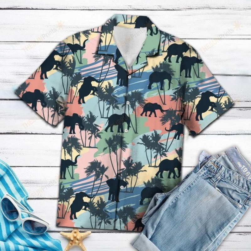 Elephant Coconut Palm Vintage Hawaiian Shirt