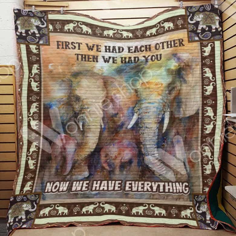 Elephant Family 3D Customized Quilt Blanket