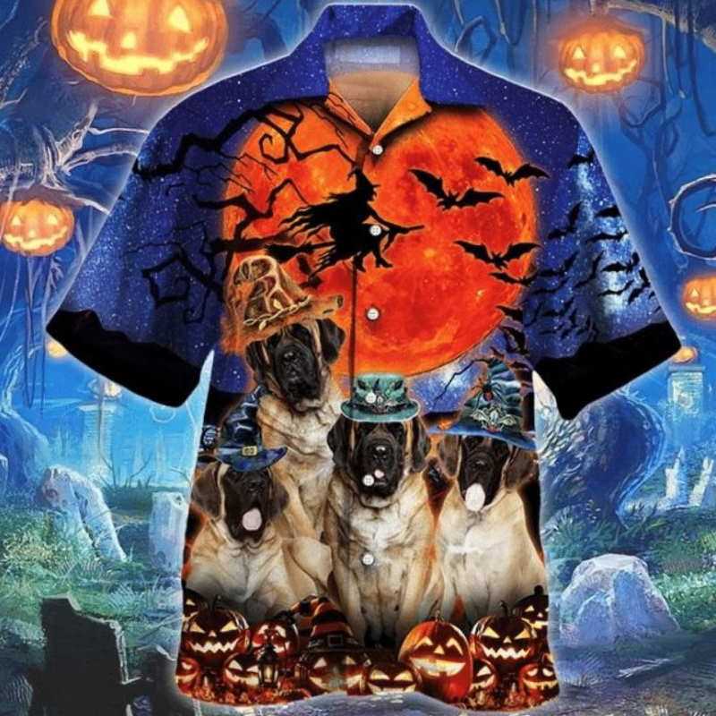 English Mastiff Dog Lovers Halloween Night Hawaiian Shirt