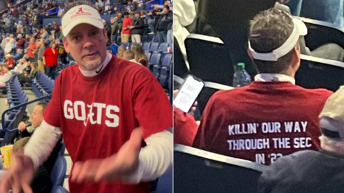 Alabama fans wear 'Killin' our way through the SEC' shirts