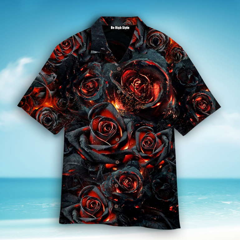 Fire Black Rose Hawaiian Shirt