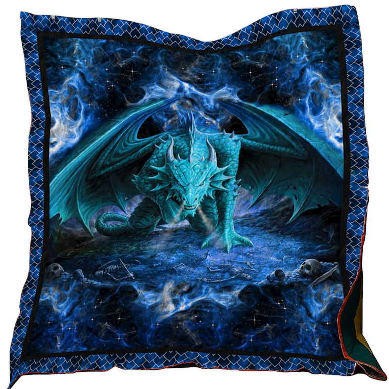 Fire Blue Dragon Washable 3D Customized Quilt Blanket