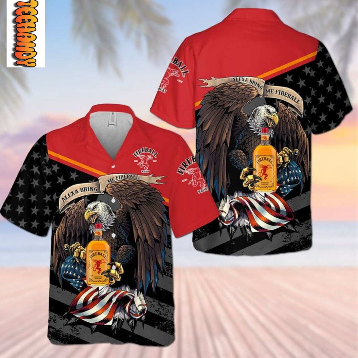 Fireball Eagle Hawaiian Shirt