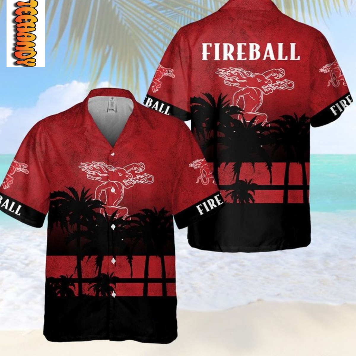 Fireball Red Dragon Hawaiian Shirt