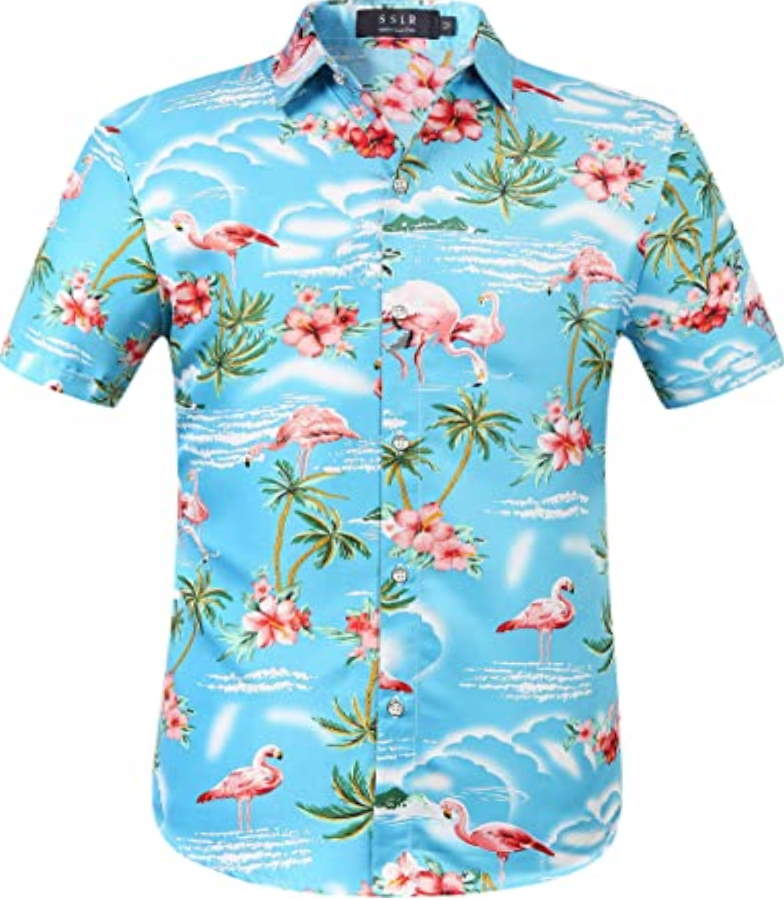 Flamingos Coconut Trees Beach Hawaiian Shirt