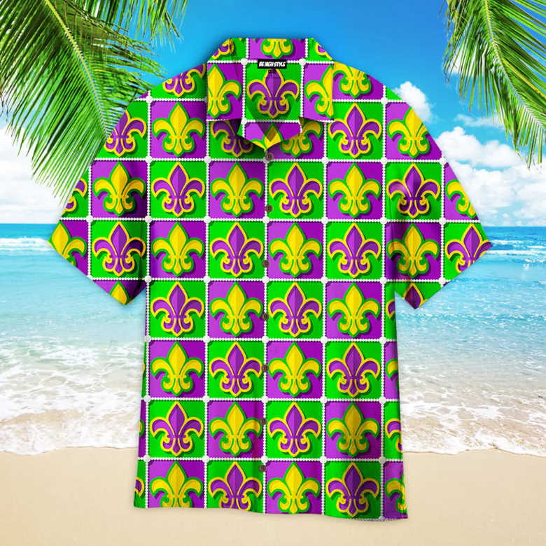 Fleur De Lis Mardi Gras Pattern Aloha Hawaiian Shirt