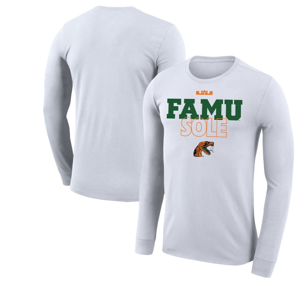 Florida A&M Rattlers x LeBron James On Court Bench Long Sleeve T-Shirt