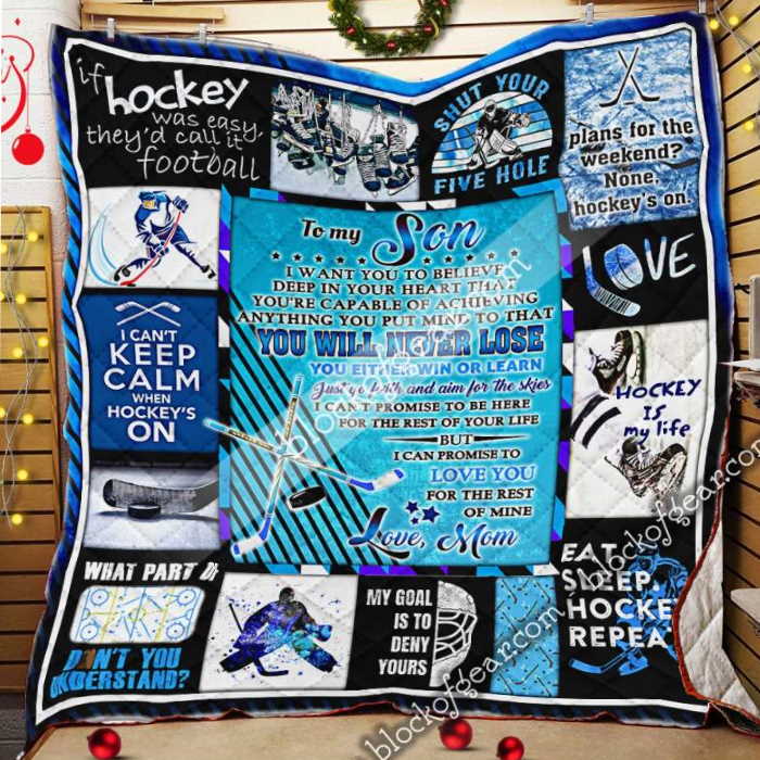 From Mom To Son Ice Hockey 3D Quilt Blanket