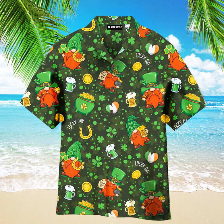 Gnome Leprechaun St Patricks Day Pattern Aloha Hawaiian Shirt