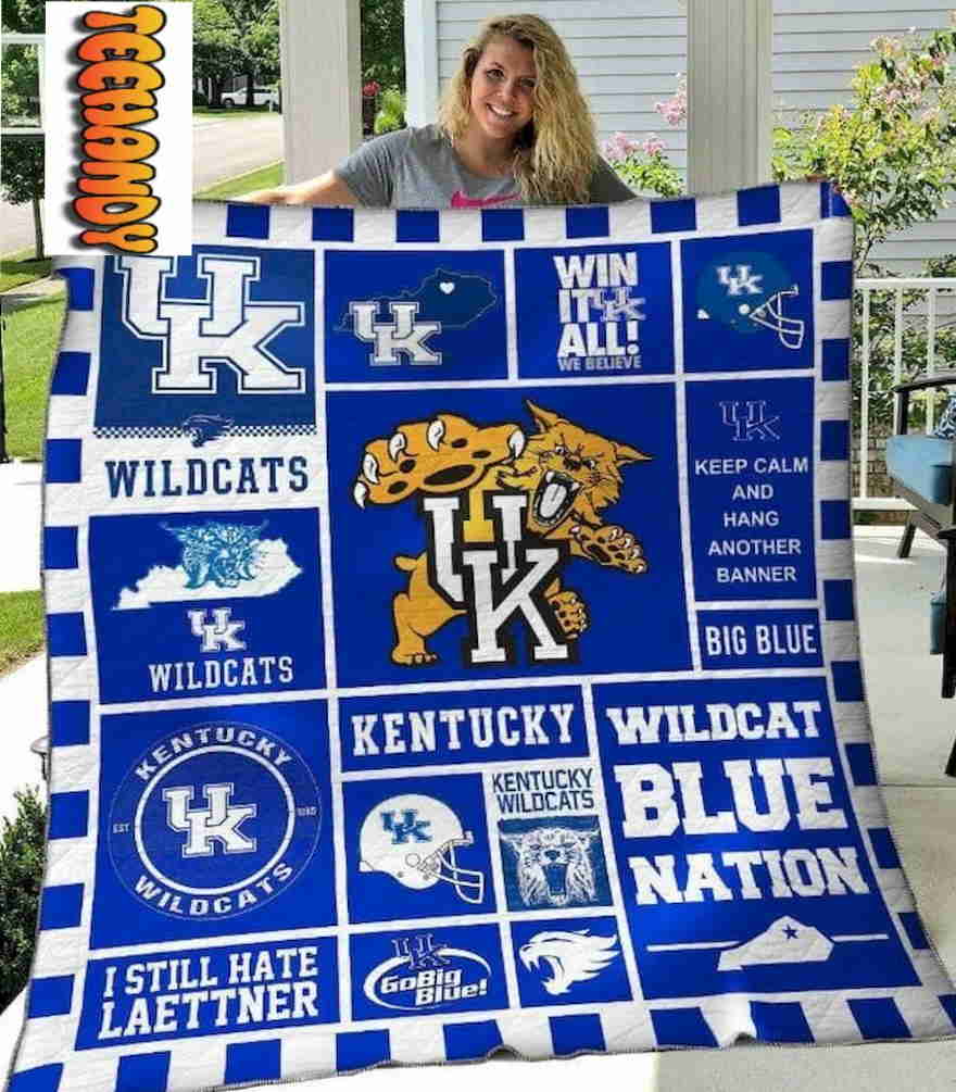 Go Big Blue Ncaa Kentucky Wildcats 3D Quilt Blanket