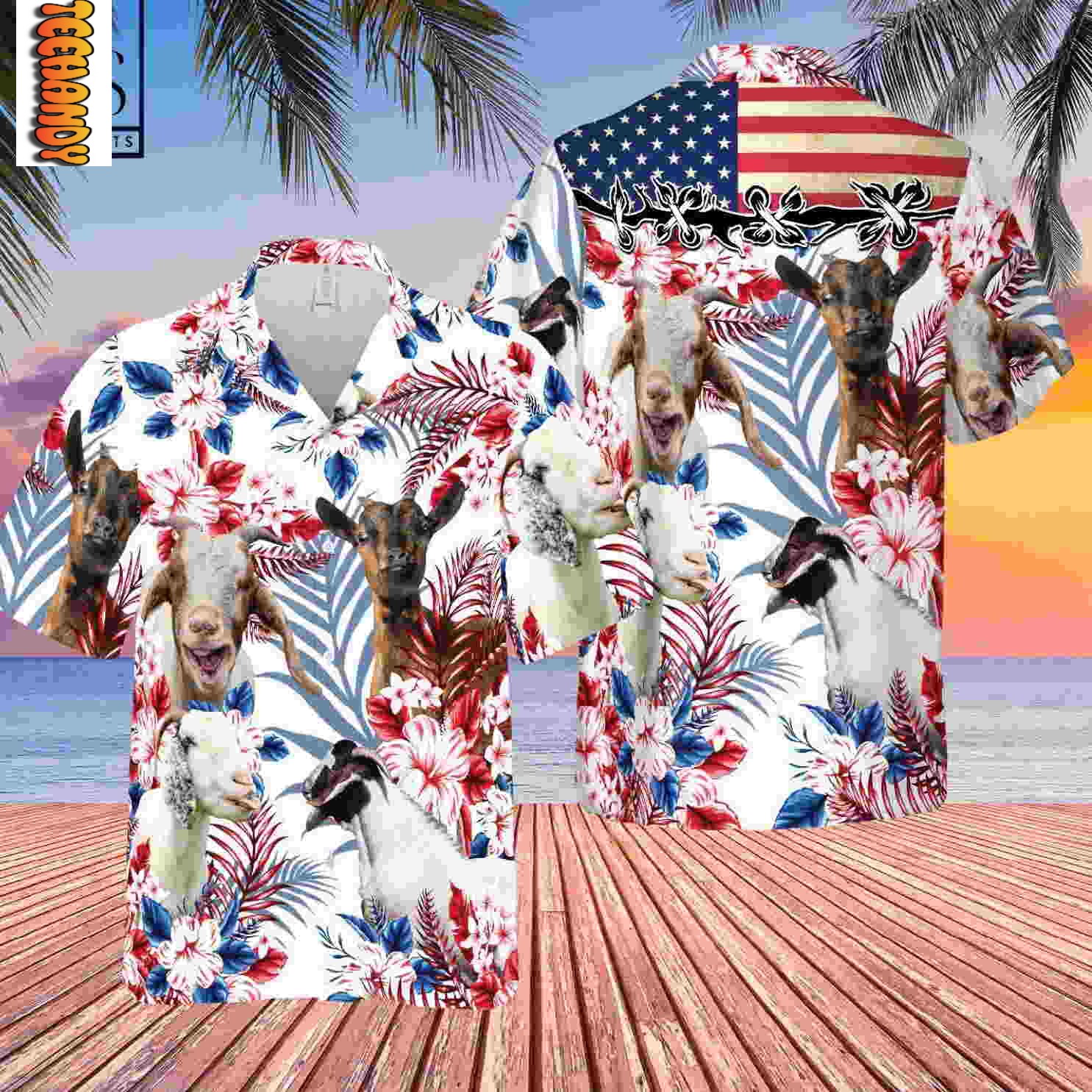 Goat Lovers United States Flag Hawaiian Shirt