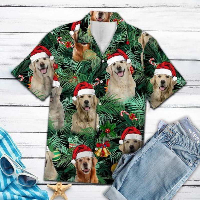 Golden Retriever Christmas Hawaiian Shirt