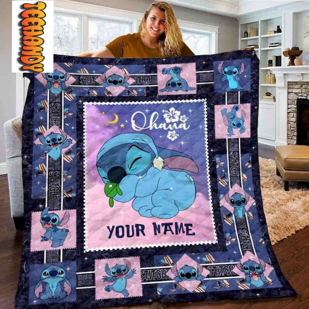 Good Night Stitch Custom Name 3D Blanket