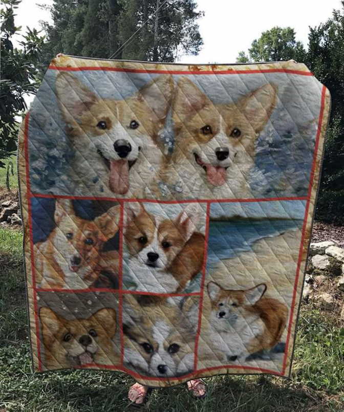 Goodbye Corgi 3D Customized Quilt Blanket