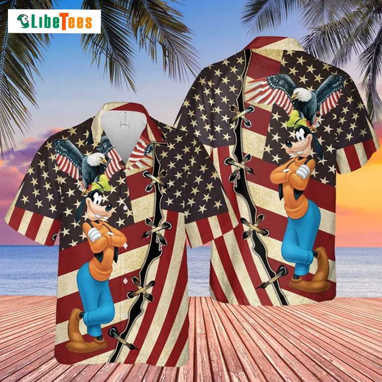 Goofy Dog Disney US Flag Patriot Day, Disney Hawaiian Shirt