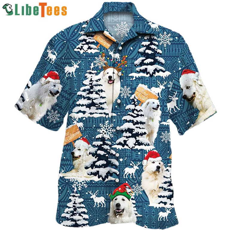 Great Pyrenees Dog Lovers Blue Tribal, Xmas Hawaiian Shirt