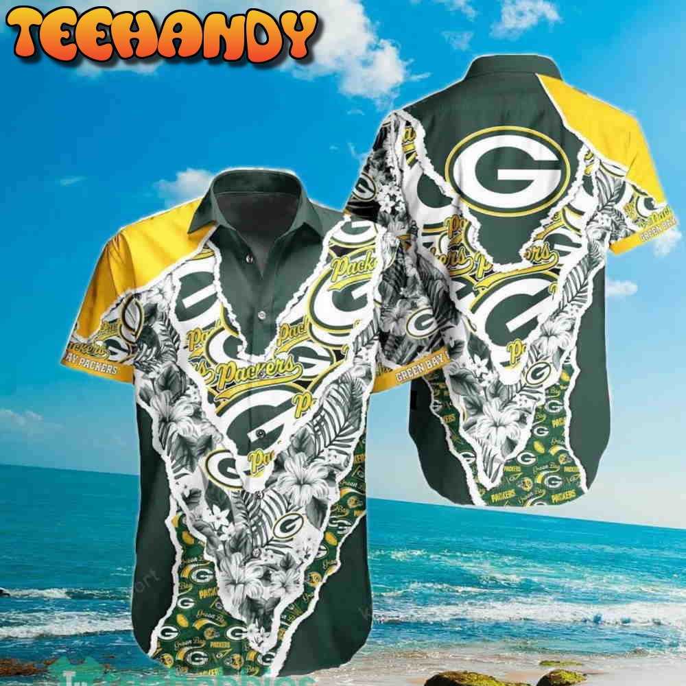 Green Bay Packers NFL Flower 3D Hawaiian Shirt And Short