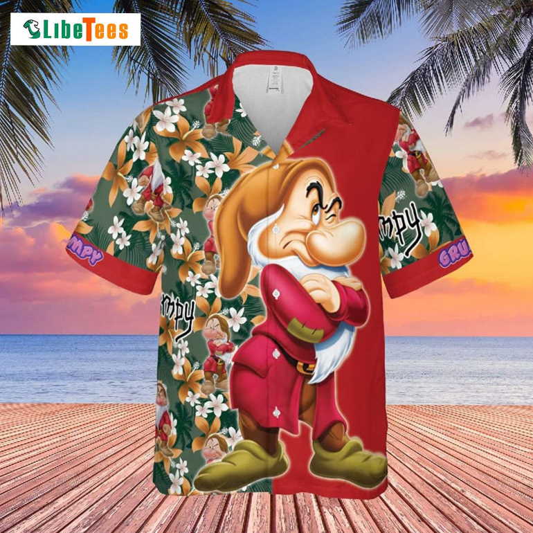 Grumpy Dwarf Snow White Floral Pattern, Disney Hawaiian Shirt