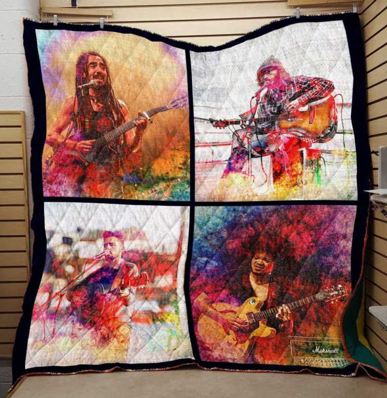 Guitar Style Vintage 3D Customized Quilt Blanket