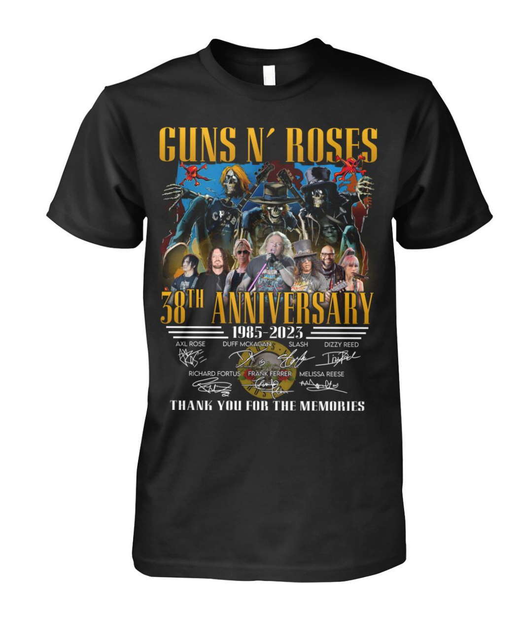 Guns N Rose 38th Anniversary 1985-2023 Signatures Unisex Shirt