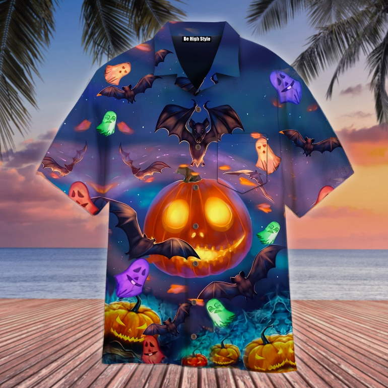 Halloween Glowing Pumpkins By Night Hawaiian Shirt For Man And Woman