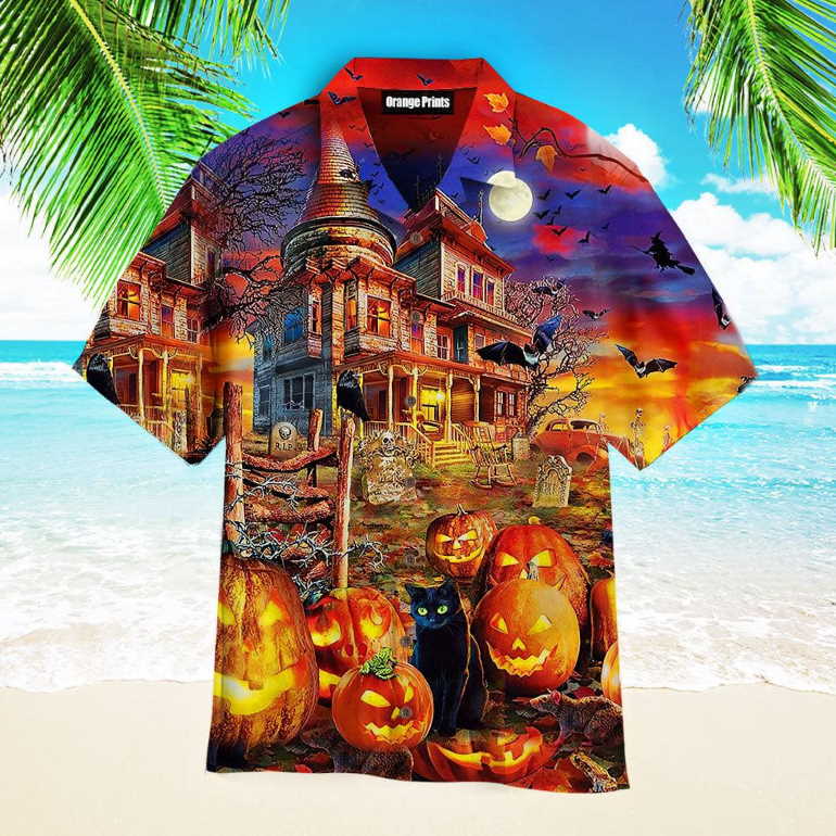 Halloween Haunted House Hawaiian Shirt