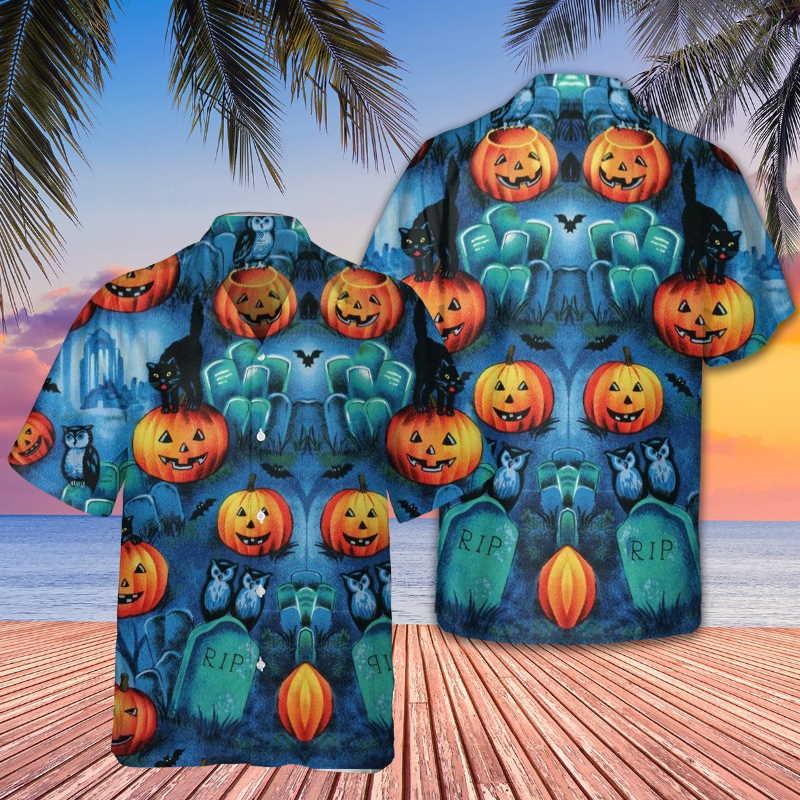 Halloween Skull Pumpkin Hawaiian Tropical Hawaii Shirt