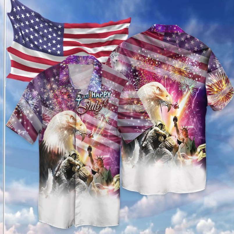 Happy 4th July Independence Day God Bless America Eagle 1 Hawaiian Shirt