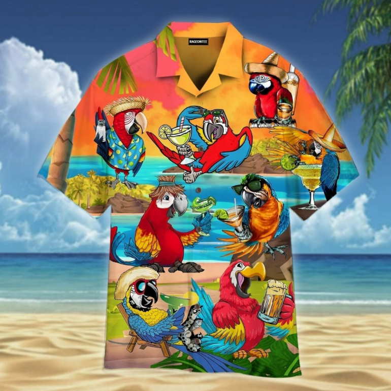 Happy Drinking Parrot Hawaiian Shirt