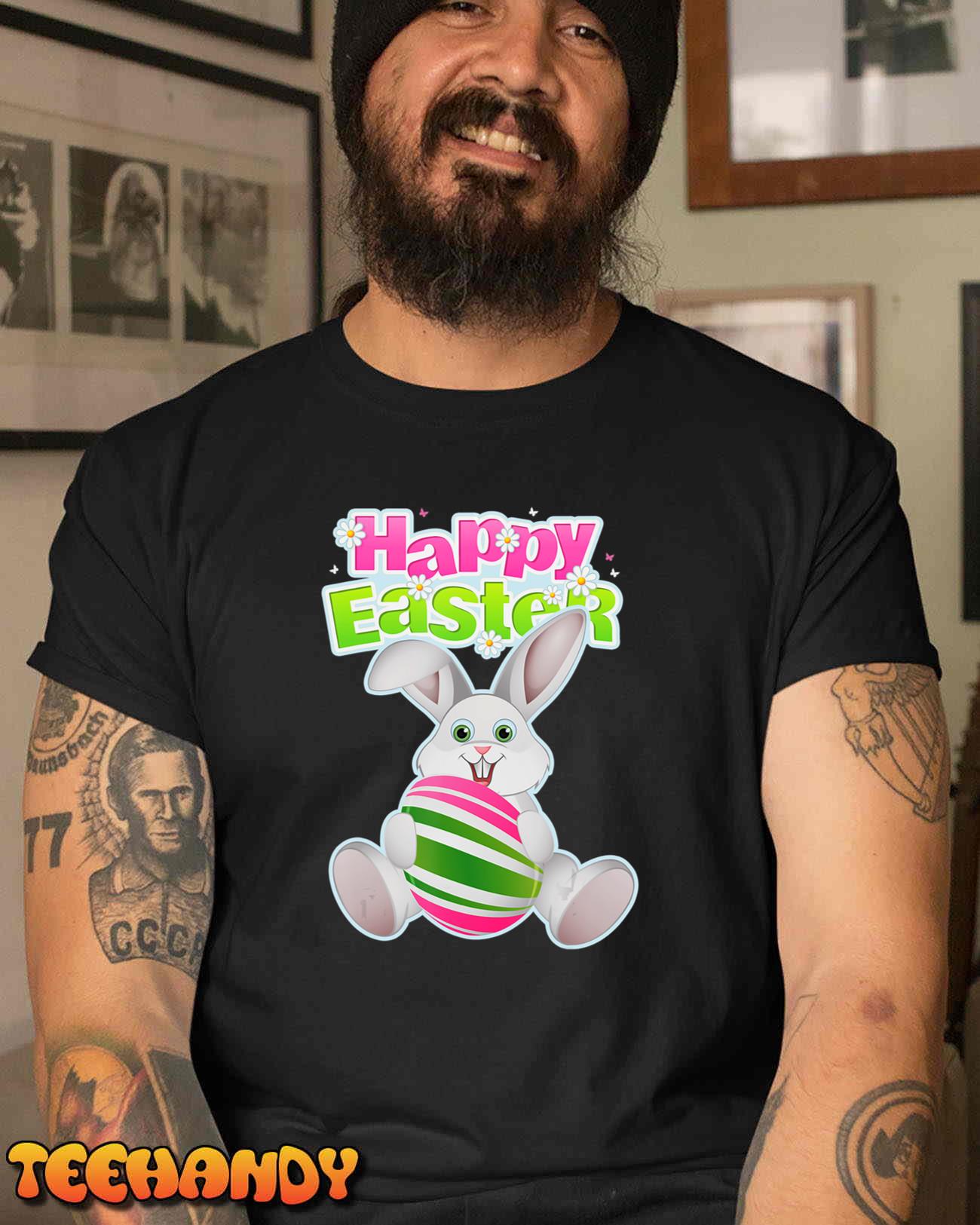 Happy Easter Bunny Rabbit Face Funny Easter Day Women Girls T-Shirt