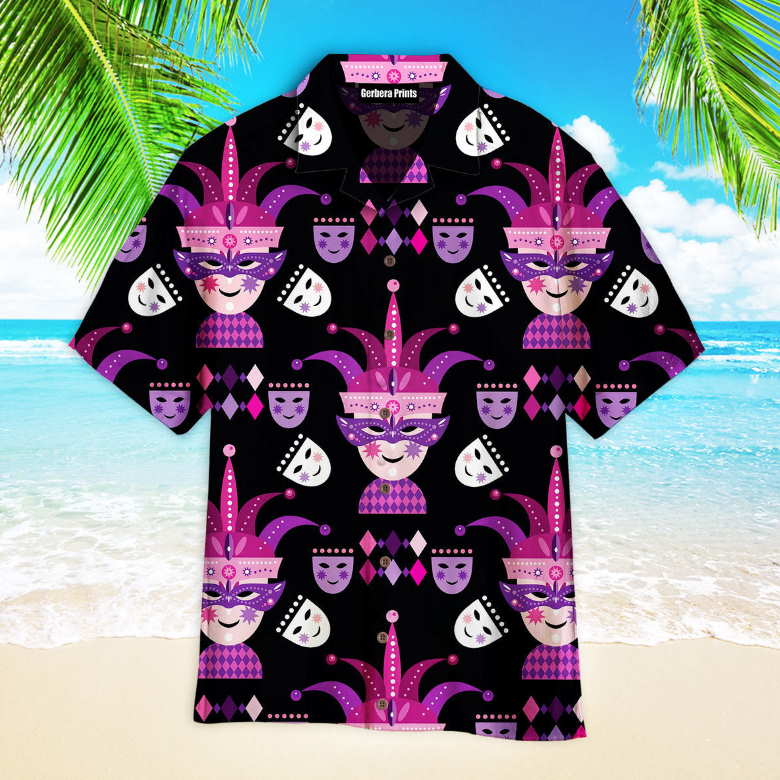 Happy Mardi Gras Purple Pattern Aloha Hawaiian Shirts