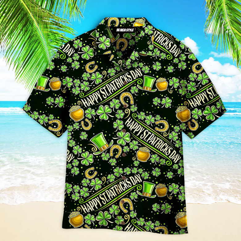 Happy St Patricks Day Lucky Pattern Aloha Hawaiian Shirt