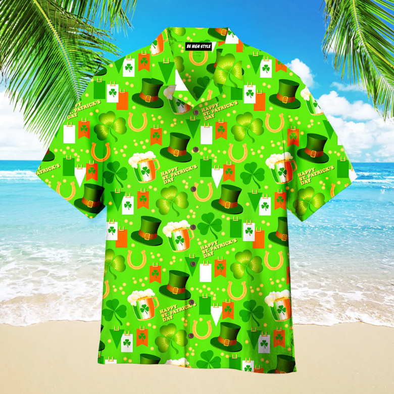 Happy St Patricks Day Pattern Aloha Hawaiian Shirt