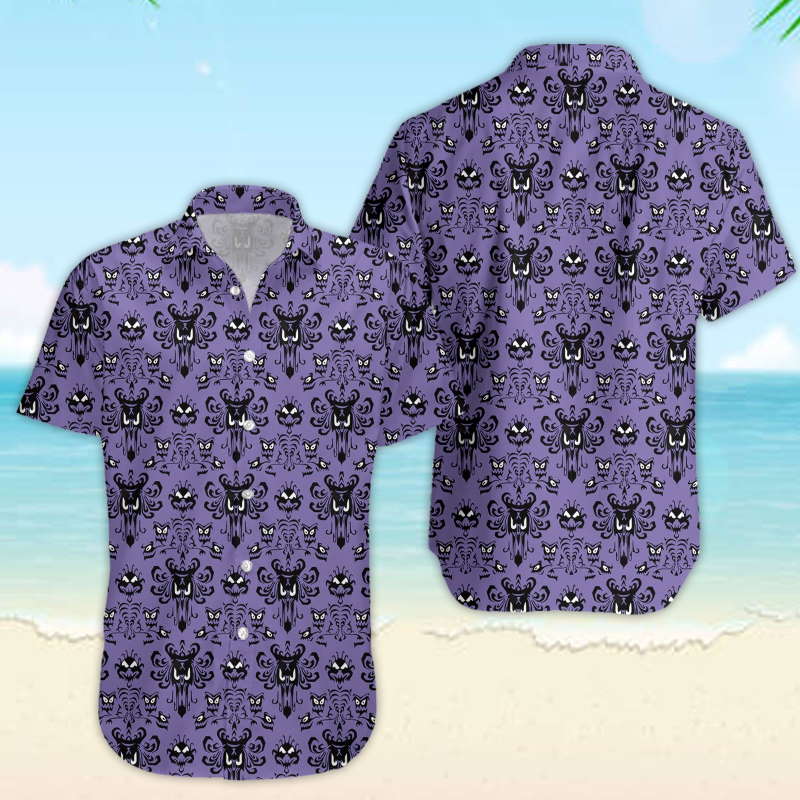 Haunted Mansion Button Down Short Sleeve Summer Lovers Vacation Hawaiian Shirt