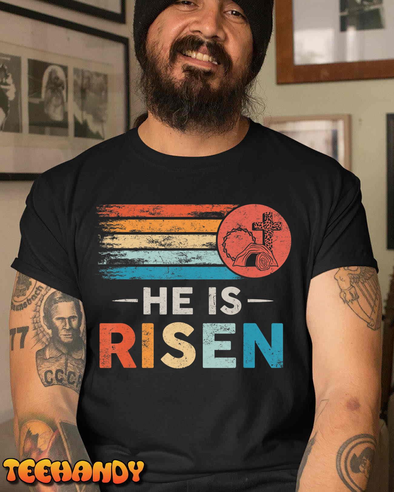 He Is Risen Sun Resurrection Easter Christian Men Women Kids T-Shirt