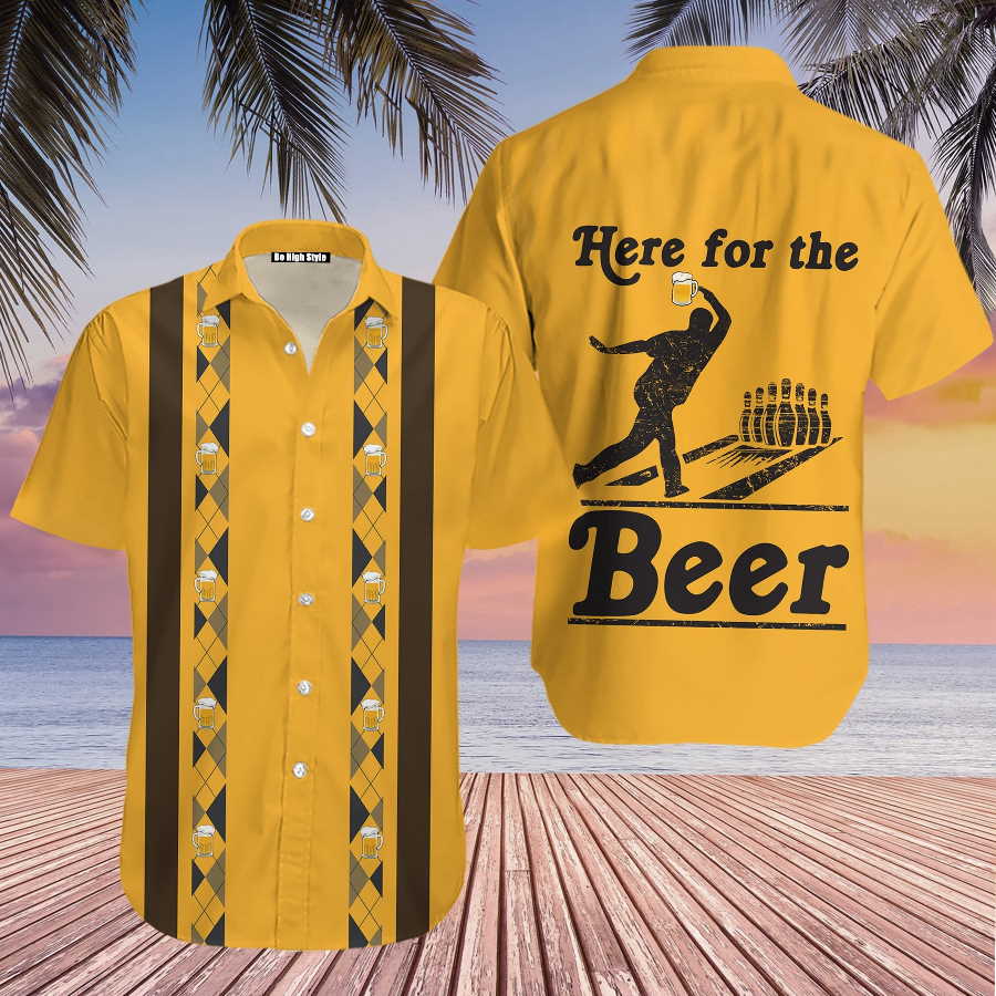 Here For The Beer Bowling Hawaiian Shirt