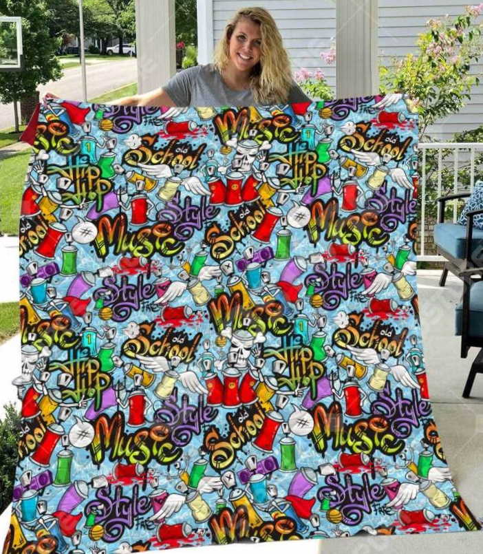 Hip Hop Grafity Multi Color Like 3D Customized Quilt Blanket