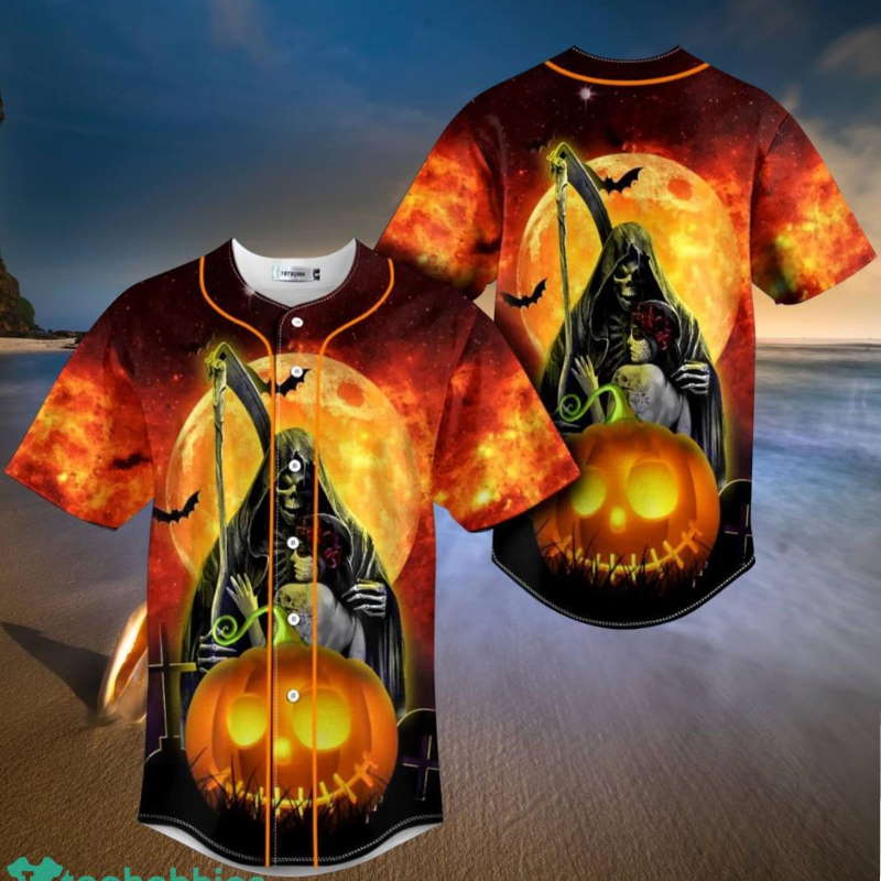 Holatshirt Happy Halloween Pumpkin Couple Skull Baseball Jersey