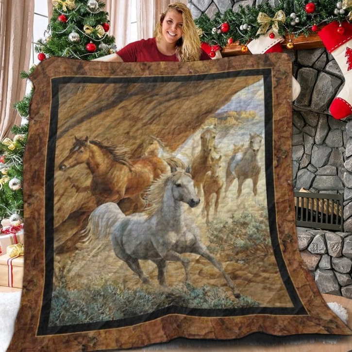 Horse Climb Every Mountain 3D Quilt Blanket