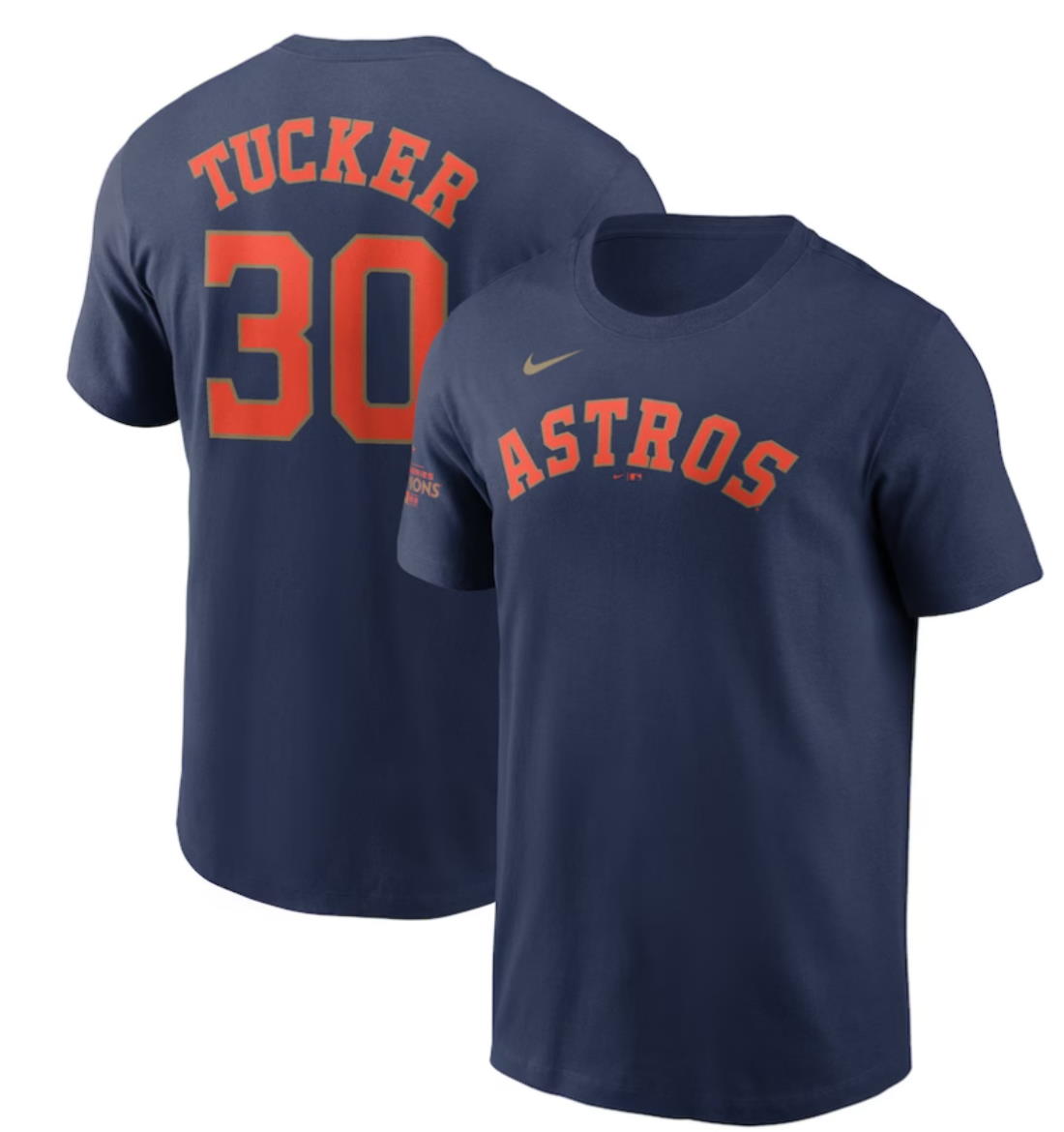 Houston Astros Kyle Tucker Navy 2023 Gold Collection Name & Number T-Shirt