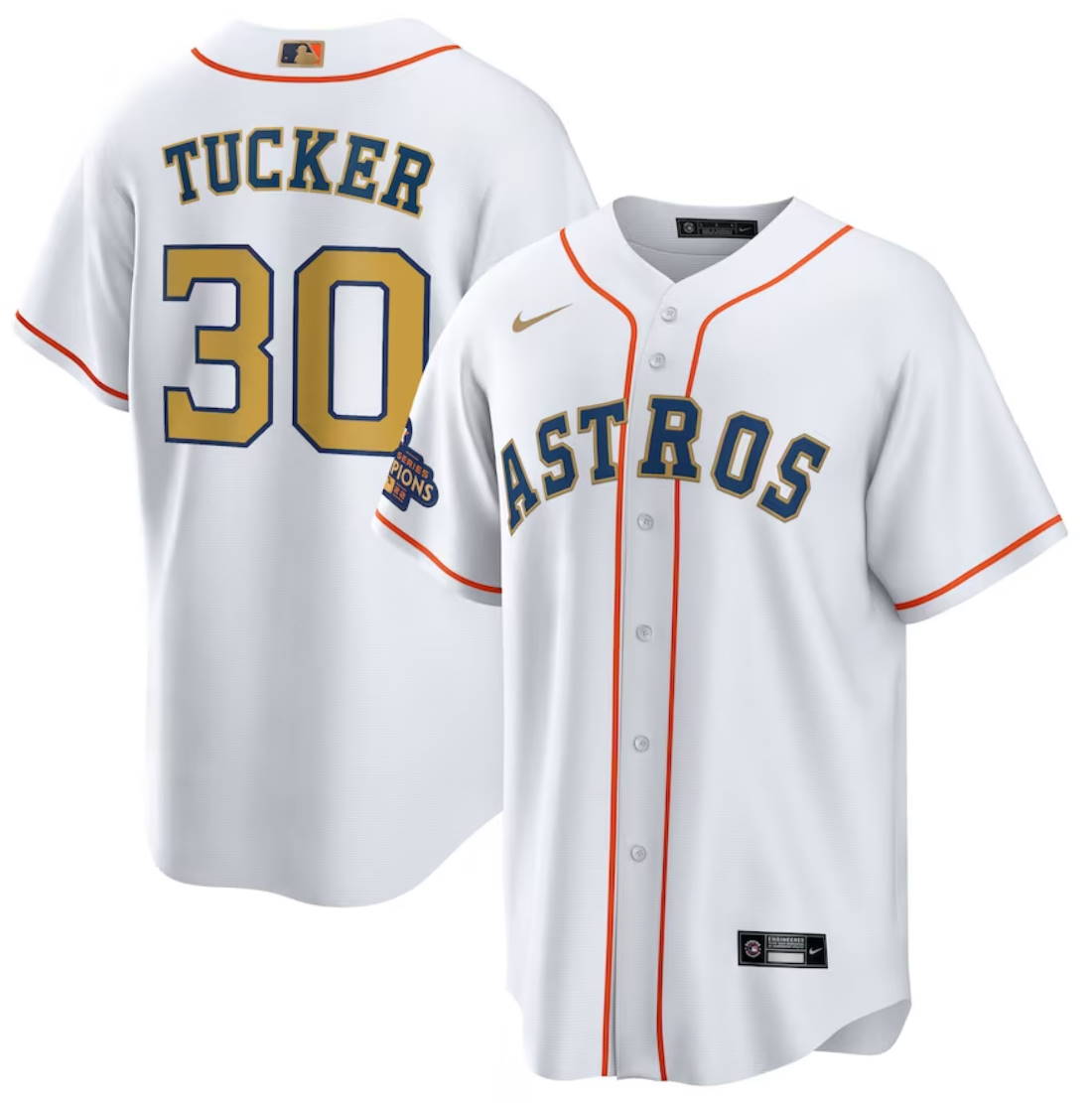 Houston Astros Kyle Tucker White 2023 Gold Collection Player Jersey