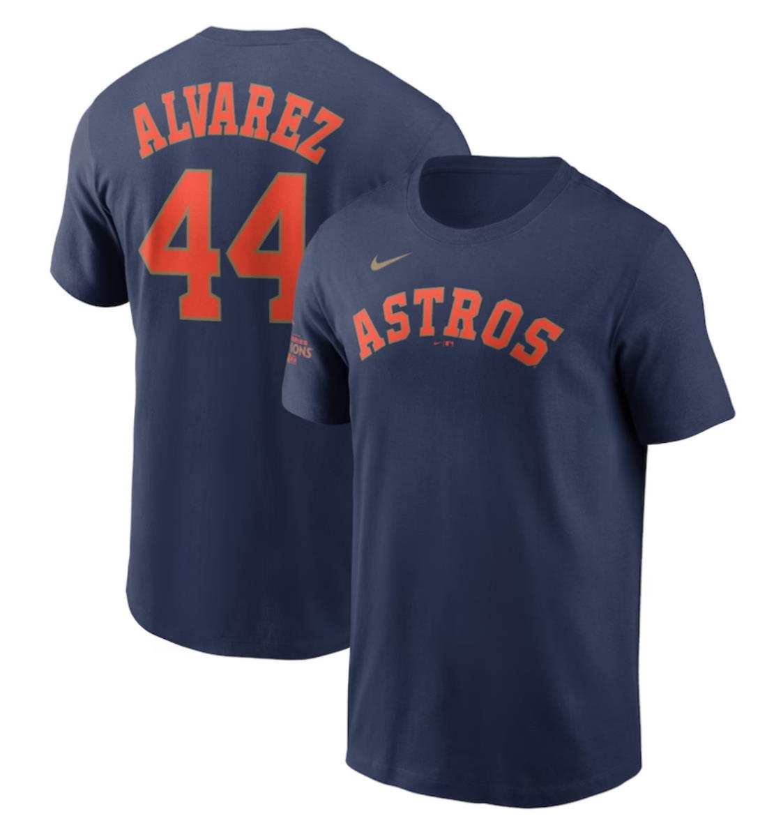 Houston Astros Yordan Alvarez Navy 2023 Gold Collection Name & Number T-Shirt