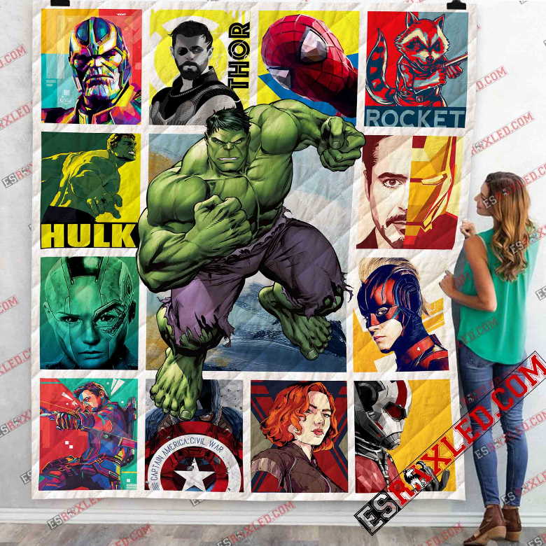 Hulk With Avenger Team Marvel Infinity War End Game Quilt Blanket