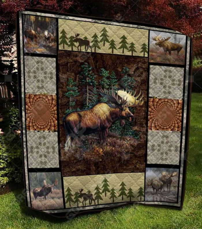 Hunting Moose 3D Customized Quilt Blanket