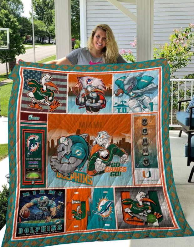 Hurricanes Dolphins 3D Customized Quilt Blanket