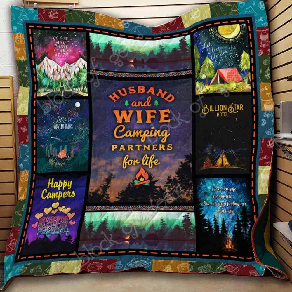 Husband And Wife, Camping Partners For Life Quilt Blanket