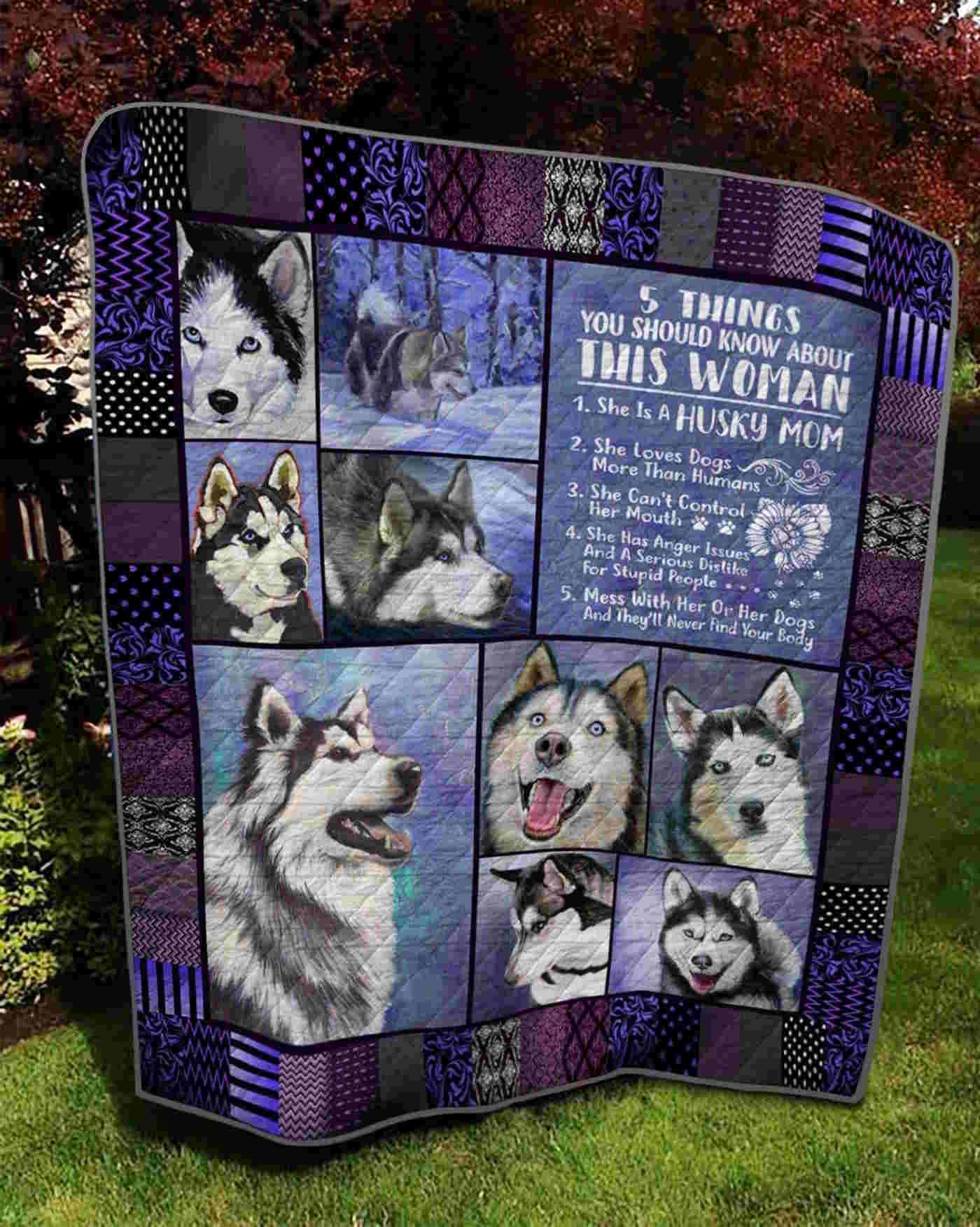 Husky Mom 3D Quilt Blanket