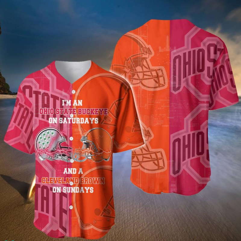 I Am An Ohio State Buckeye On Saturdays And Cleverland Brown On Sundays Baseball Jersey