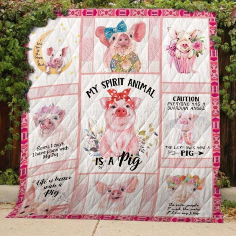 I Love Pigs 3D Customized Quilt Blanket