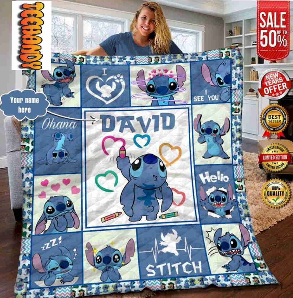 I Love You Stitch Custom 3D Name Blanket